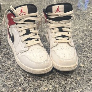 Nike Kids White and Black Sneakers with Red Accents